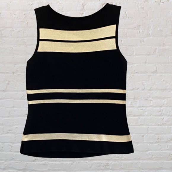 VINTAGE ERIK STEWART COLLECTION -- Sleeveless Shell, Black & White Horiz. Stripe - Picture 6 of 7